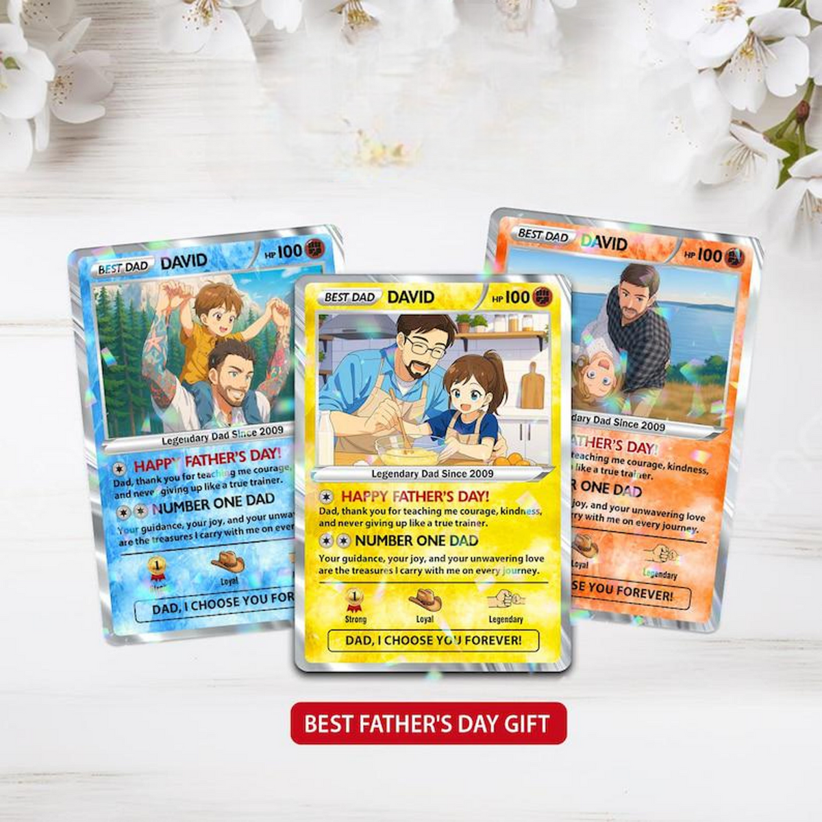 Custom Father's Day Poke Card, Personalized Poke Anime Dad Card, Father's Day Gift, Custom Anime Card, Gamer Dad Gift, Gift for Husband