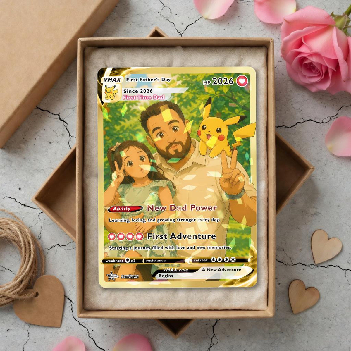 Personalized PKM Card, Happy Father's Day Gift, Custom Photo Card, Dad Keepsake Gift, New Dad Gift, PKM Inspired Card