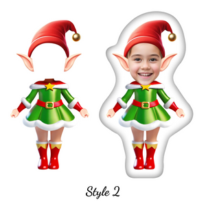 Custom Face Elf Christmas Pillow, Personalized Shape Pillow, Christmas Gift For Family