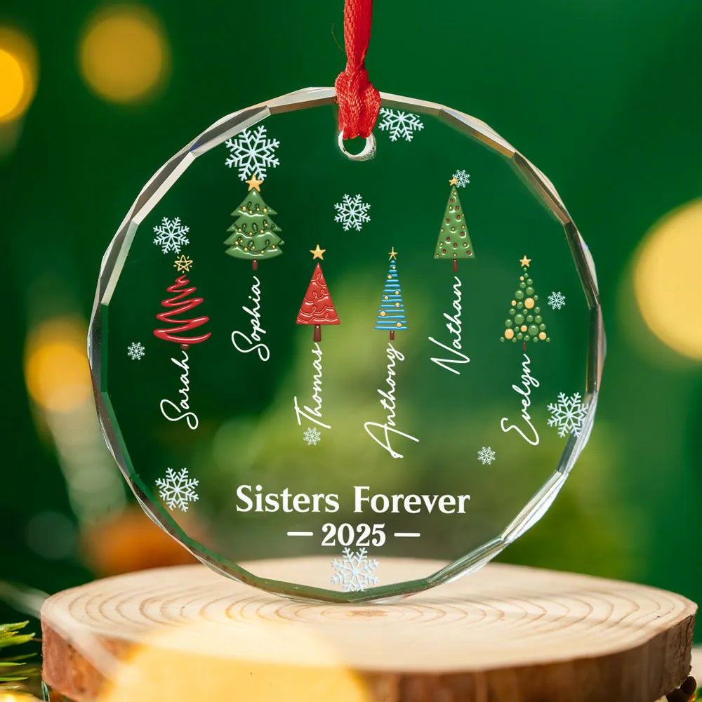 The Christmas Tree Family - Personalized Crystal Ornament - Christmas Gift For Family