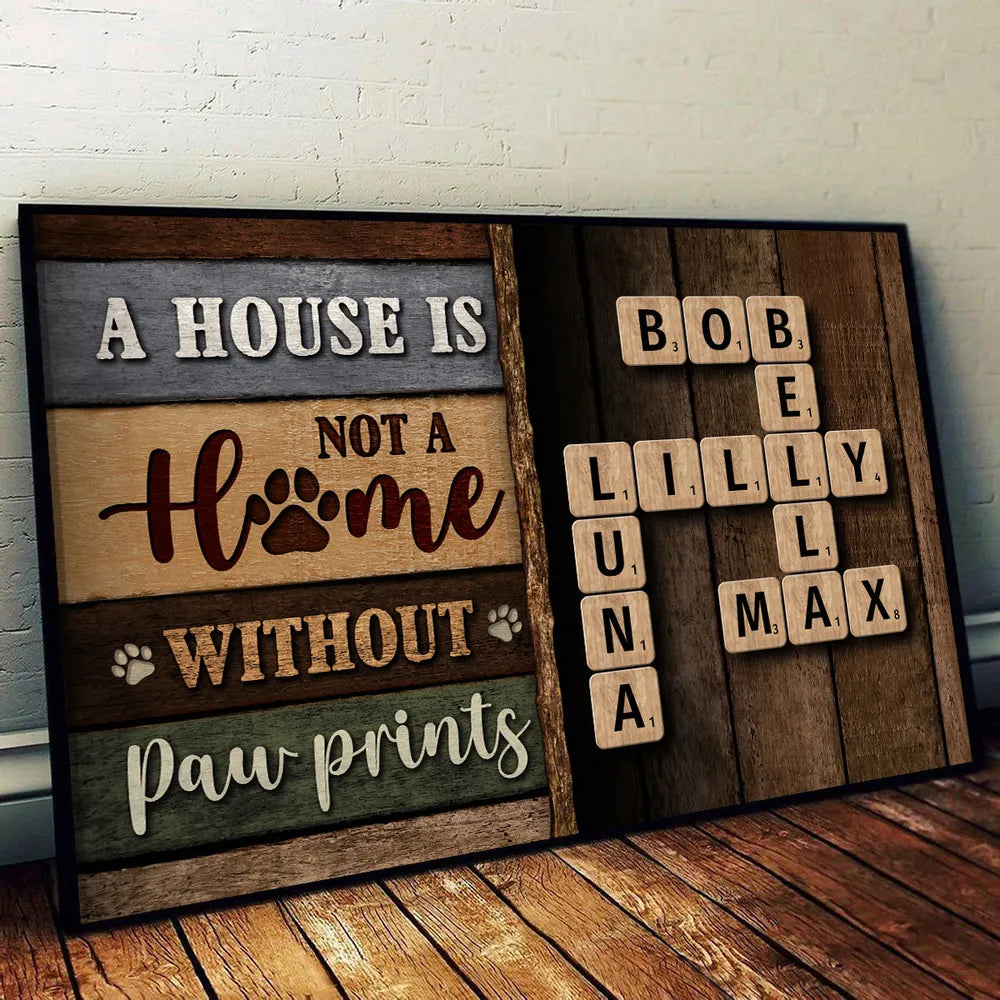 A House Is Not A Home Without Paw Crossword Puzzle - Personalized Canvas - Gift For Family, Gift For Pet Lovers