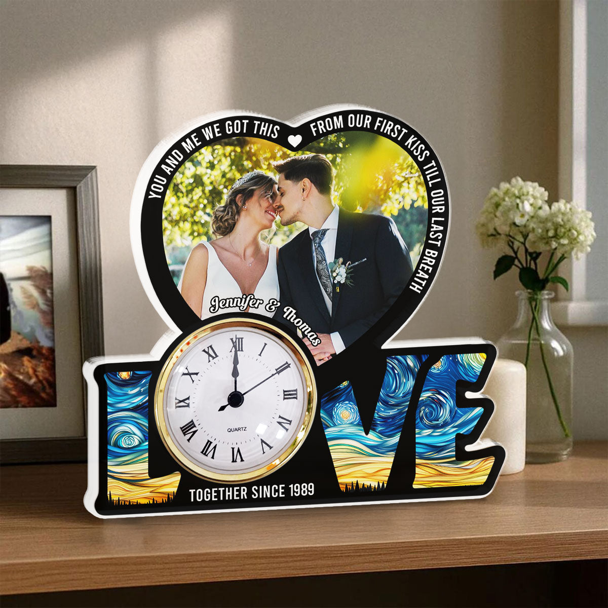 We Got This Untill Our Last Breath - Personalized Acrylic Desk Clock - Valentine's Day Gift For Couple