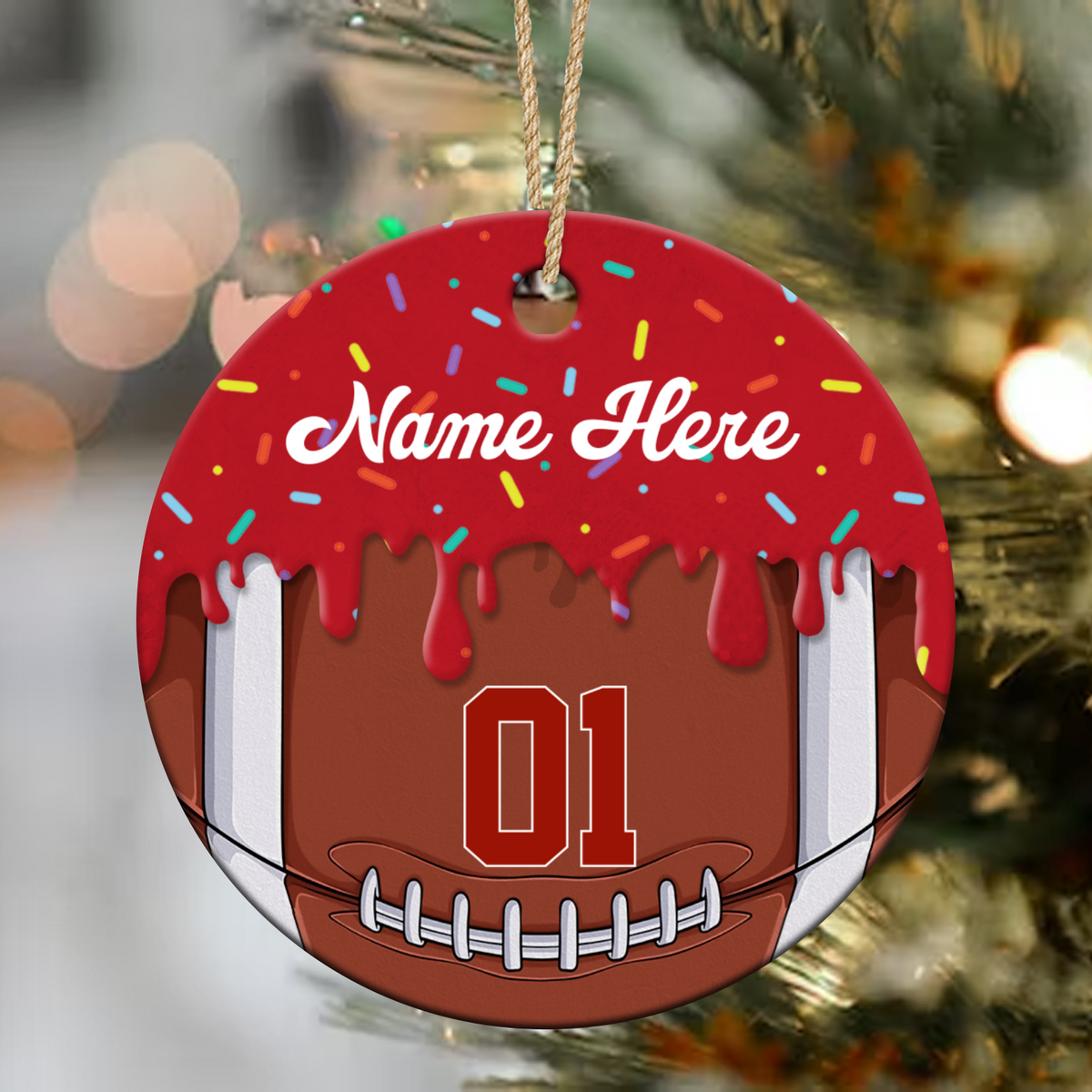 Personalized Football Ornament, Custom Name & Number Football Gift, Football Christmas Ornament for Player or Team, Football Player Keepsake
