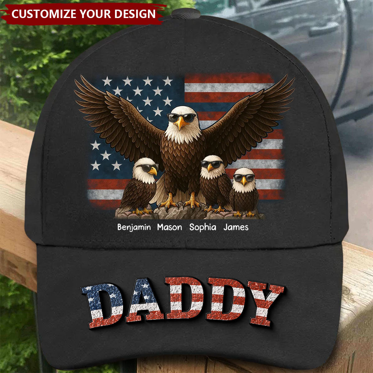 American Eagle Grandpa Dad - Personalized Classic Cap - Father's Day Gift For Dad, Grandpa