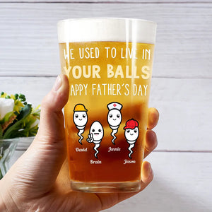 Dad Thanks For Not Pulling Out Funny Kids - Personalized Beer Glass - Gift For Dad Papa On Father's Day, Birthday Gift