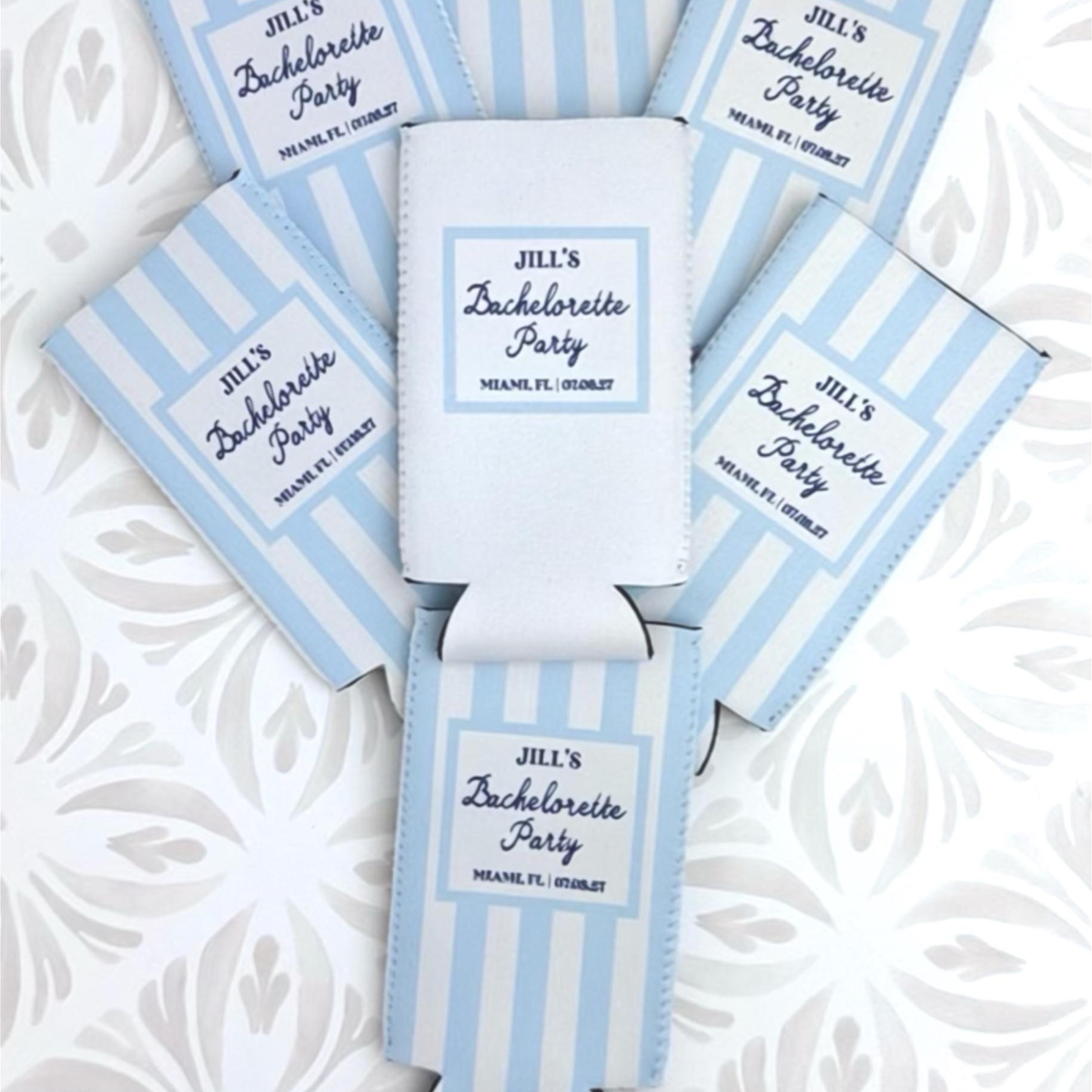 Personalized Beach Bachelorette Can Cooler, Coastal Bridal Party Favor, Custom Drink Holder