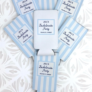 Personalized Beach Bachelorette Can Cooler, Coastal Bridal Party Favor, Custom Drink Holder
