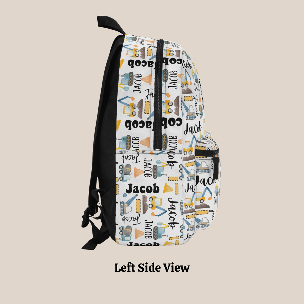 Personalized Construction Truck Backpack, Back To School Bookbag, Custom Name Schoolbag, Birthday Gift