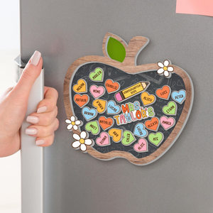 Custom Teacher Apple Magnet, Back To School Gift, Teacher Gifts, 3D Teacher Magnet, Teacher Shaker Magnet With Kid Name, Classroom Decor