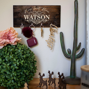 Personalized Key Holder for Wall, Housewarming Gifts for Couple w/ Last Name, New Home Gift for Family, Custom Wood Key Holder, Wedding Gift