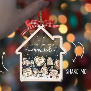 Our First Christmas Married - Personalized 4D Shaker Ornament - Christmas Gift For Couple