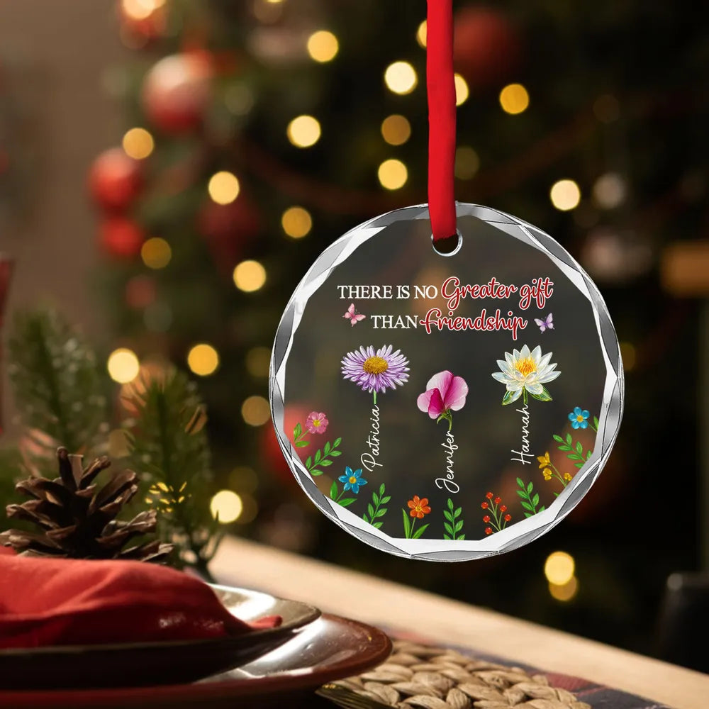 There's No Greater Gift Than Friendship - Personalized Crystal Ornament - Christmas Gift For Sisters, Besties, Friends