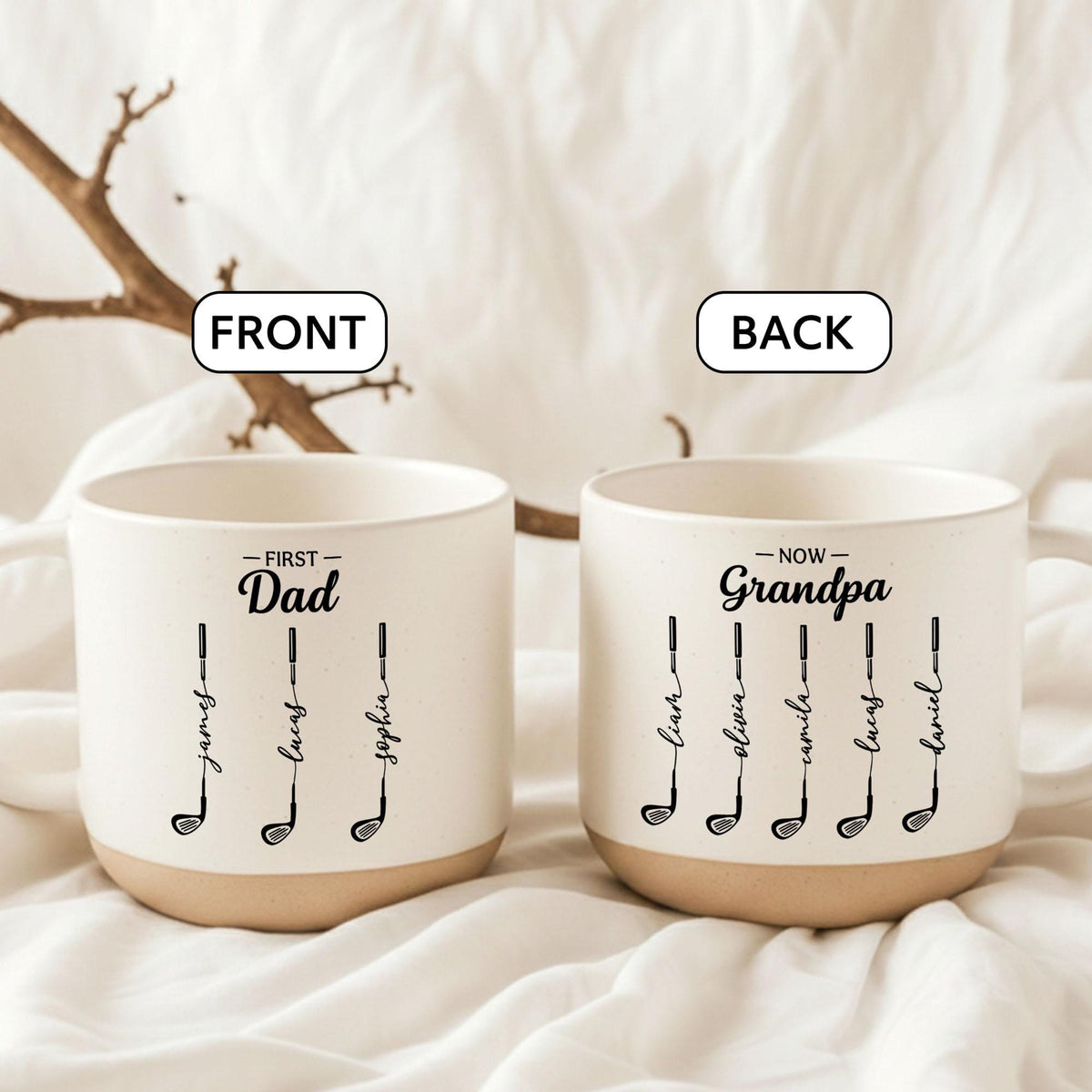 Personalized First Dad Now Grandpa Pottery Mug, Custom Father Day Golf Gift, Golf Lover Gift For Him,Dad Birthday Gift,Gift For Dad, Grandpa