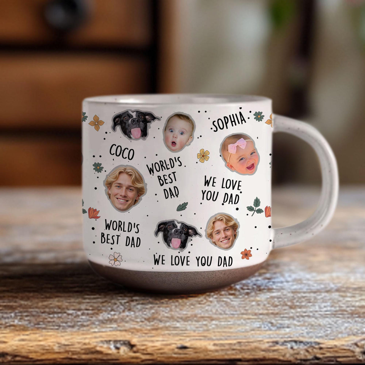 Custom Baby Face Pottery Mug Gift for Dad, Personalized Photo Mug for Dad, Fathers Day Gift for Dad Papa, Pops Dada Gift, New Dad Gift