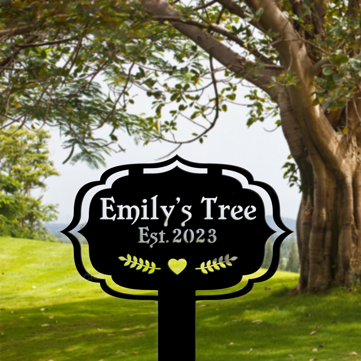 Custom Memorial Tree Metal Garden Stake, Tree Plaque with Stake, Metal Yard Art, Grave Marker Sign, Remembrance Gift, Outdoor Garden Decor