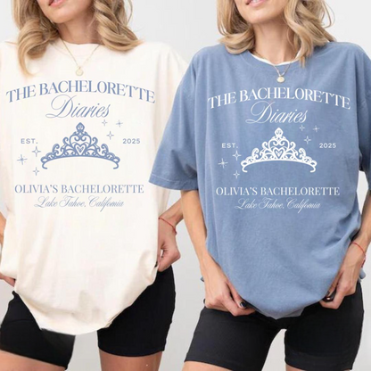 Princess Bachelorette Diaries Shirts, Custom Bach Party tee, Bride to Be Gift, Bridesmaids Gifts, Personalized Bridal Party