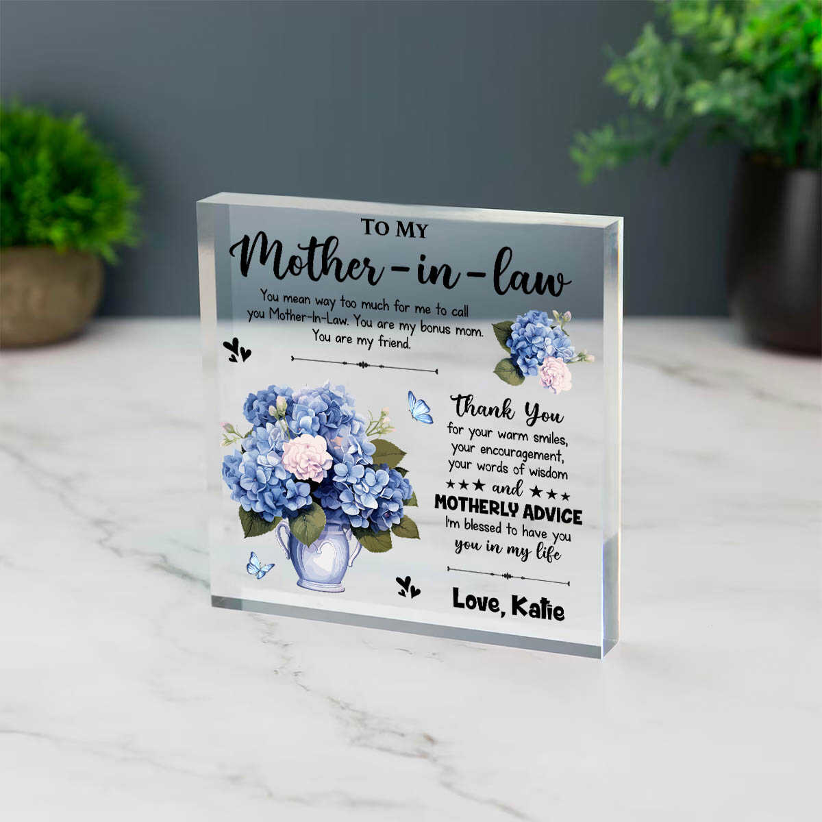 To My Mother-in-law Thank You For Your Warmest Smile - Personalized Acrylic Plaque - Gift For Mother-in-law, Mother's Day, Birthday Gift