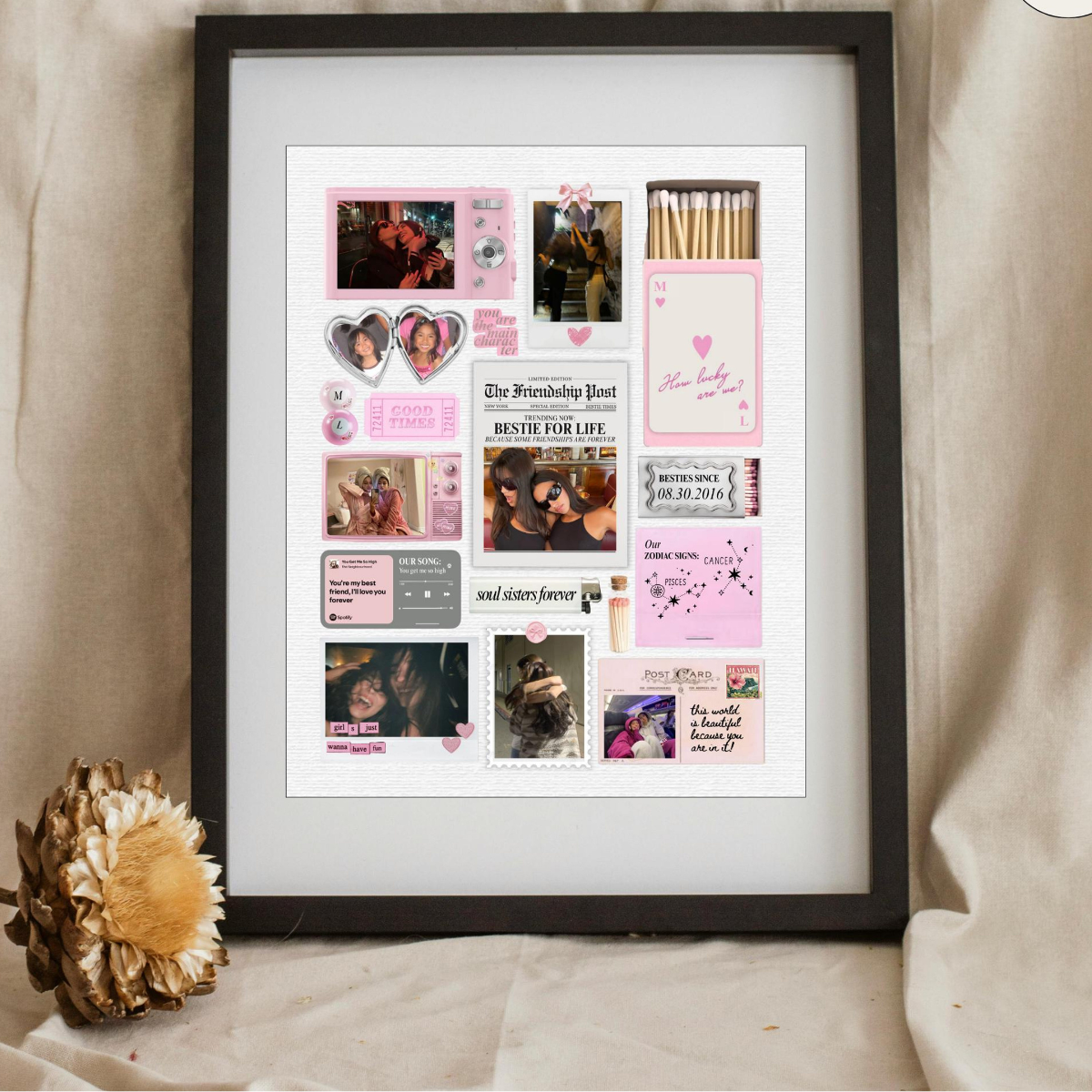 Bestfriend Matchbook Poster Canvas, Personable BFF Gift, Besti-Birthday, Custom Gift For Soul Sister