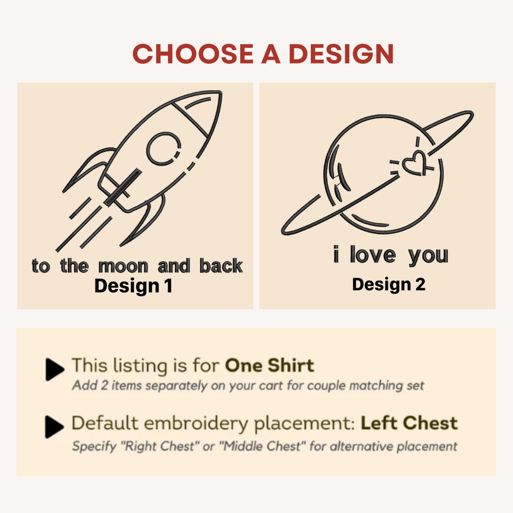 I Love You To The Moon And Back Shirt, Matching Couple Embroidered shirt, Gift For Couple, Gift For Boyfriend Girlfriend