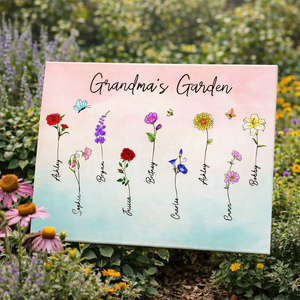 Birth Month Flower Gift For Grandma - Personalized Canvas - Gift For Mom Grandma, Mother's Day Gift