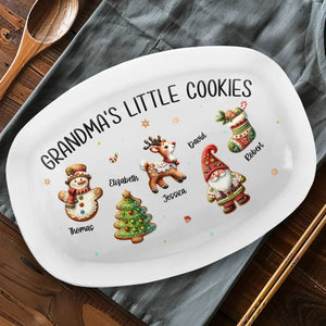 Mom & Grandma's Little Cookies Characters - Personalized Platter - Christmas Gift For Mom, Grandma