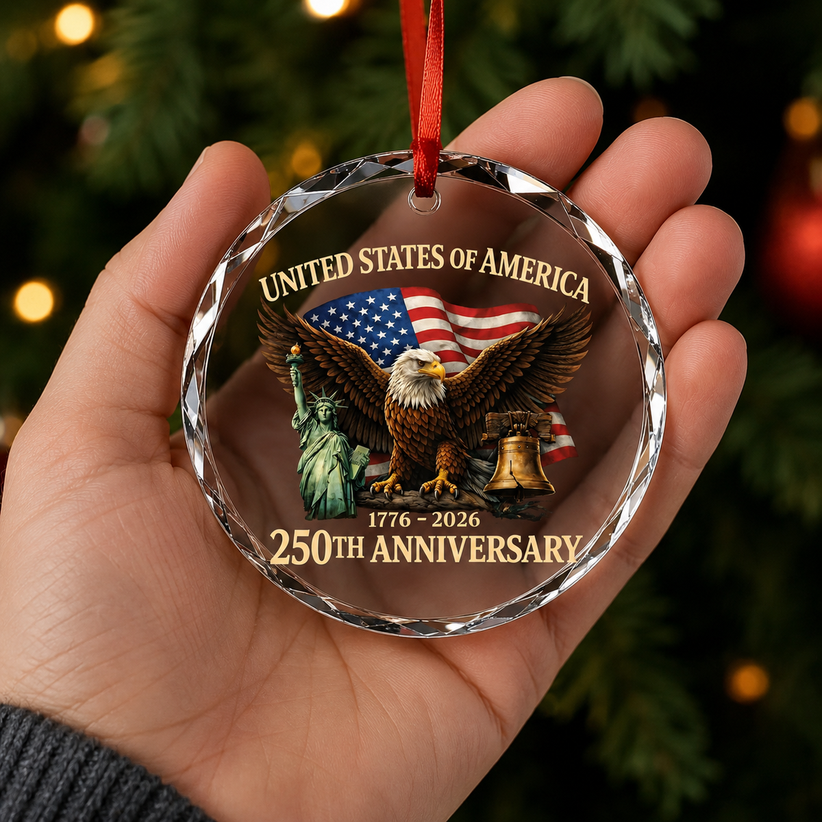 250th Anniversary Ornament, USA Patriotic Keepsake, Liberty Bell, Eagle