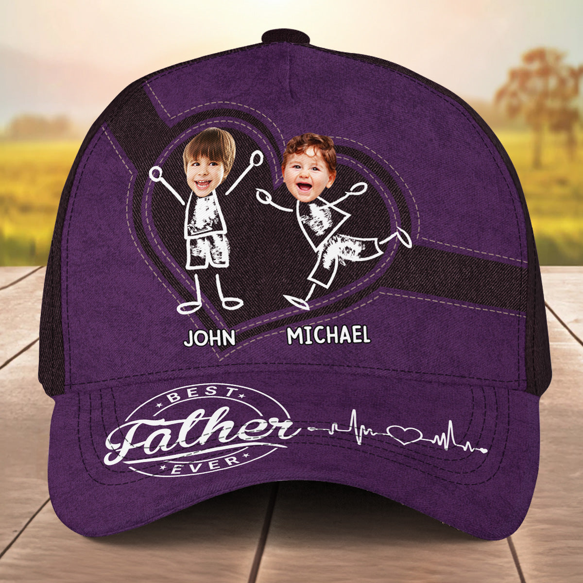 Best Dad Ever Custom Kid's Face - Personalized Classic Cap - Father's Day Gift For Dad, Grandpa