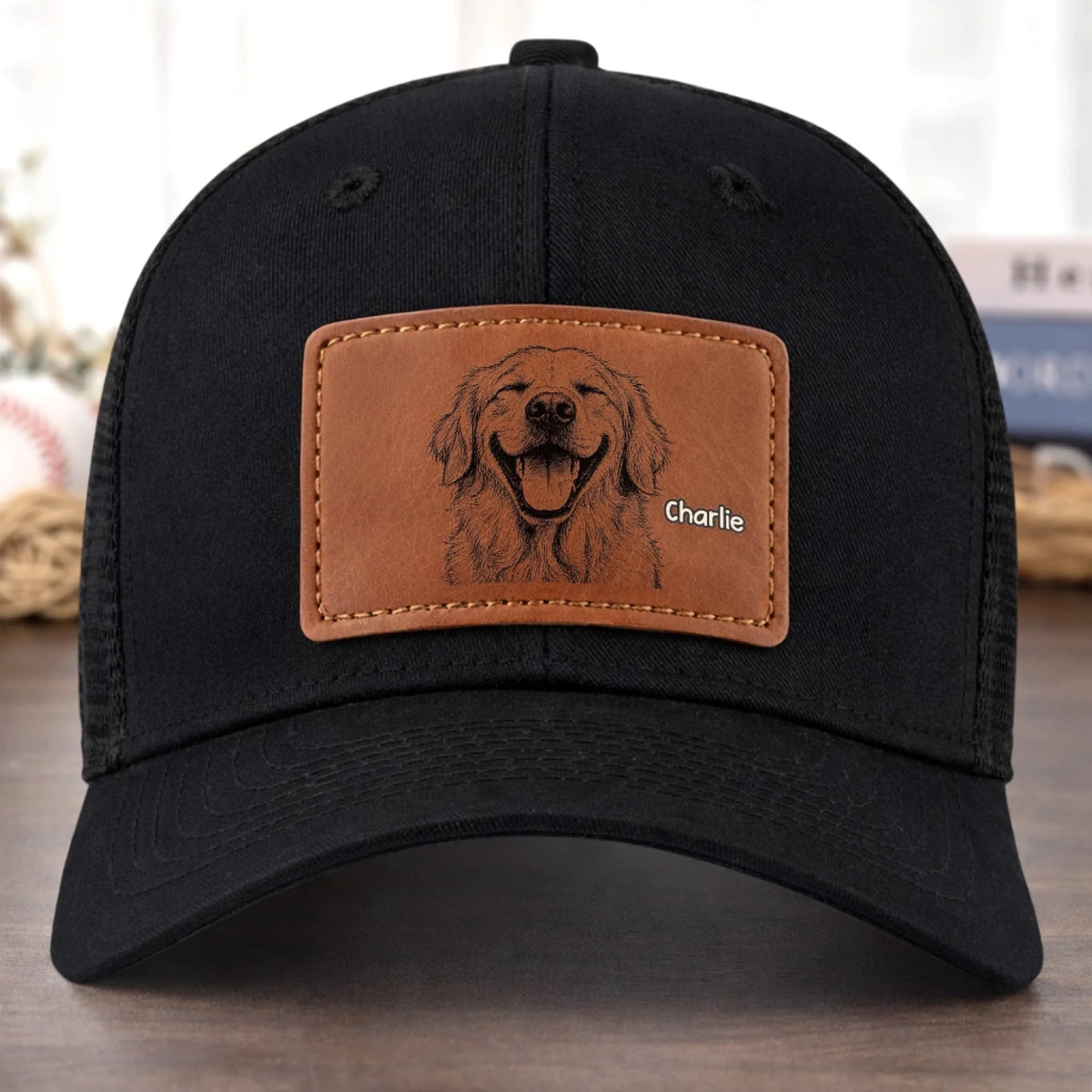 My Dog Squad - Personalized Leather Label Net Hat - Gift For Dog Dad, Dog Lovers, Father's Day Gift