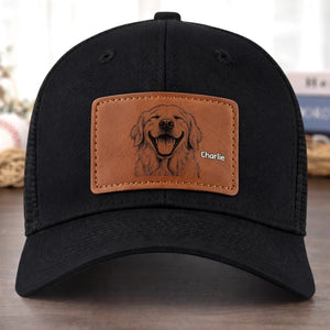 My Dog Squad - Personalized Leather Label Net Hat - Gift For Dog Dad, Dog Lovers, Father's Day Gift