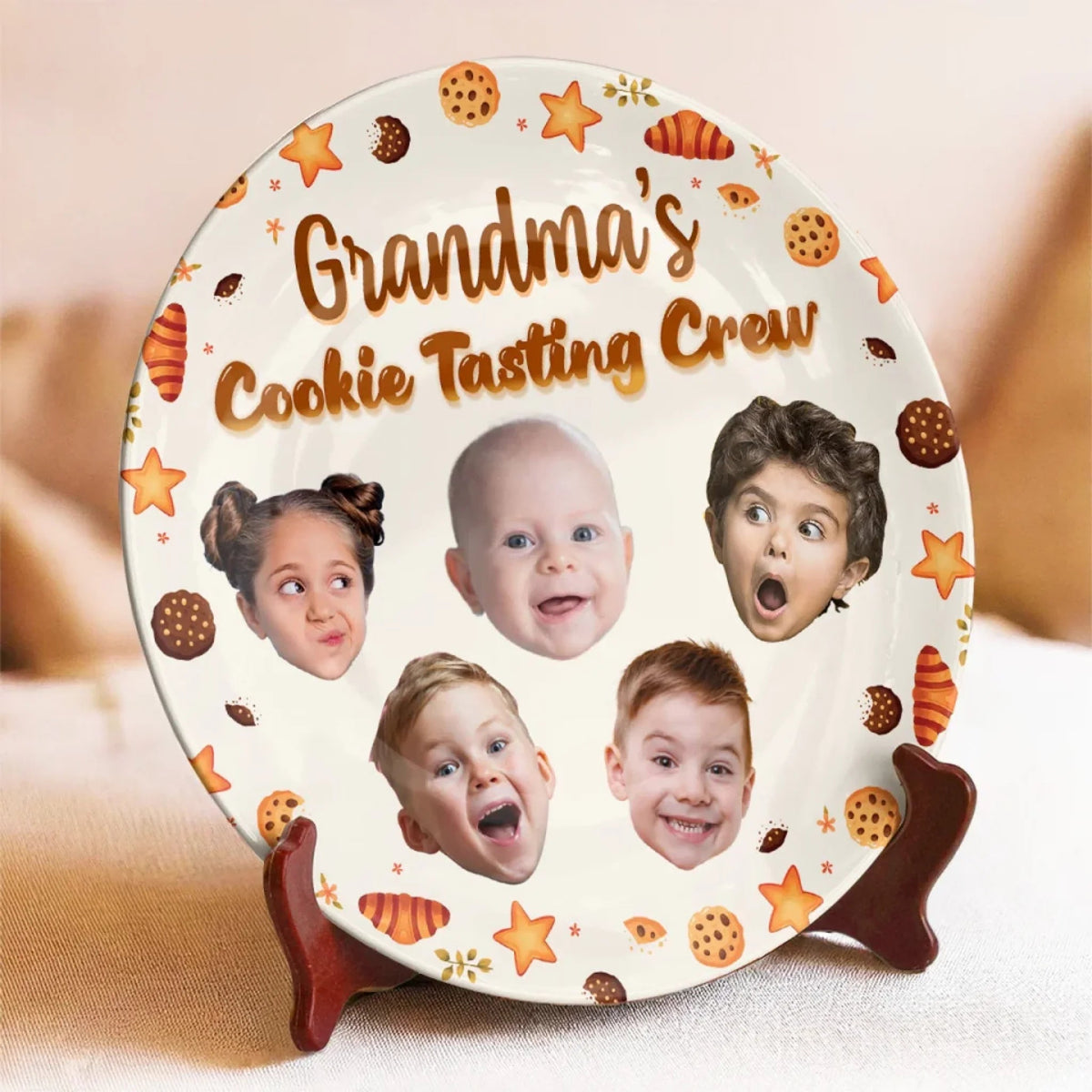 Mom Grandma's Cookies Tasting Crew - Personalized Ceramic Plate - Mother's Day, Gift For Mom, Grandma