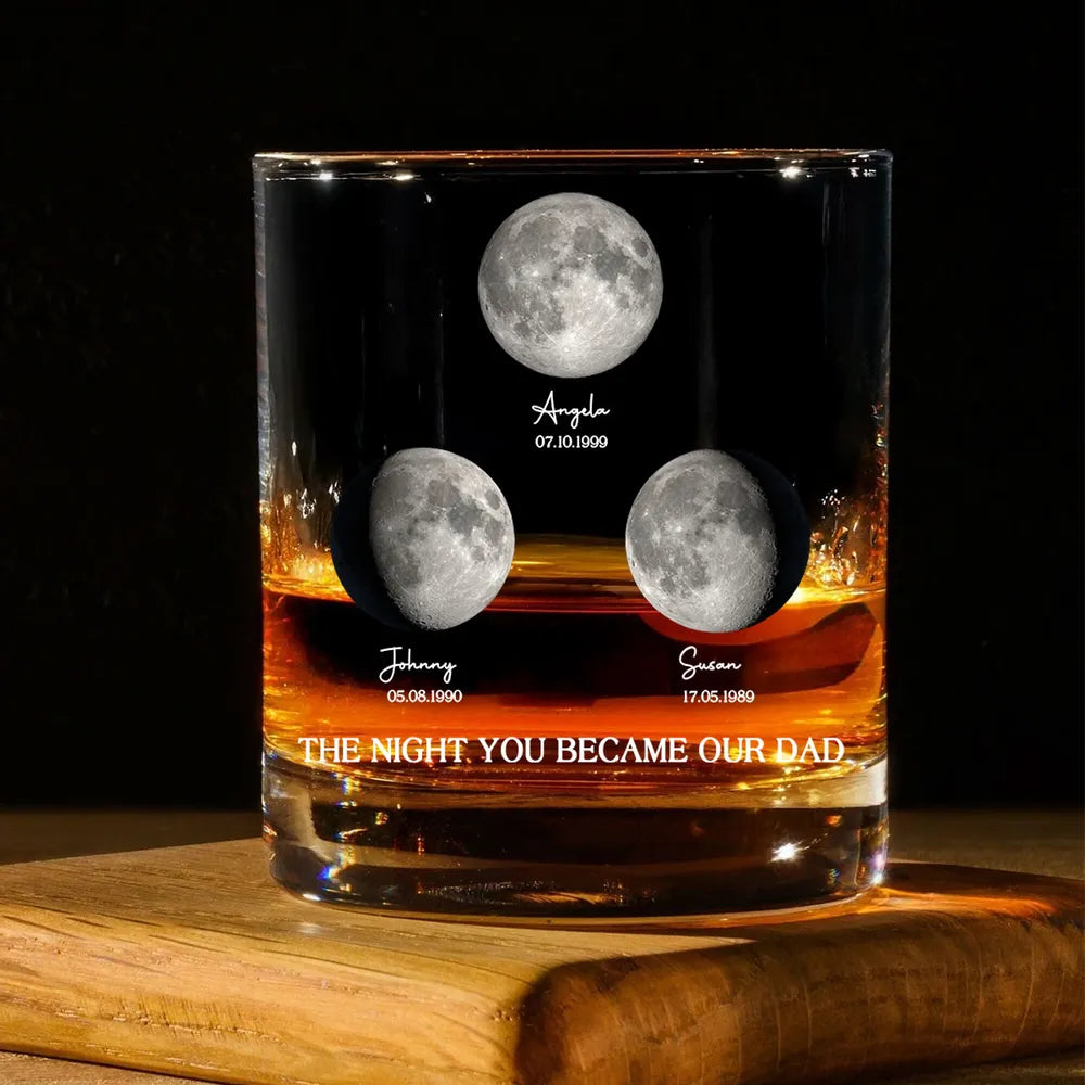 The Night You Became My Dad - Personalized Whiskey Glass - Gift For Dad, Father's Day, Birthday Gift