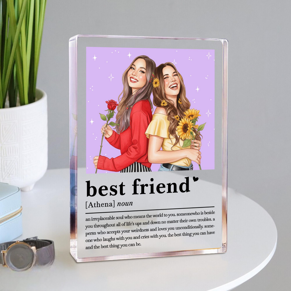 Personalised Best Friend Photo Brick Block, Custom Photo Acrylic Block, Birthday Bestie Gift, Friendship Building Block