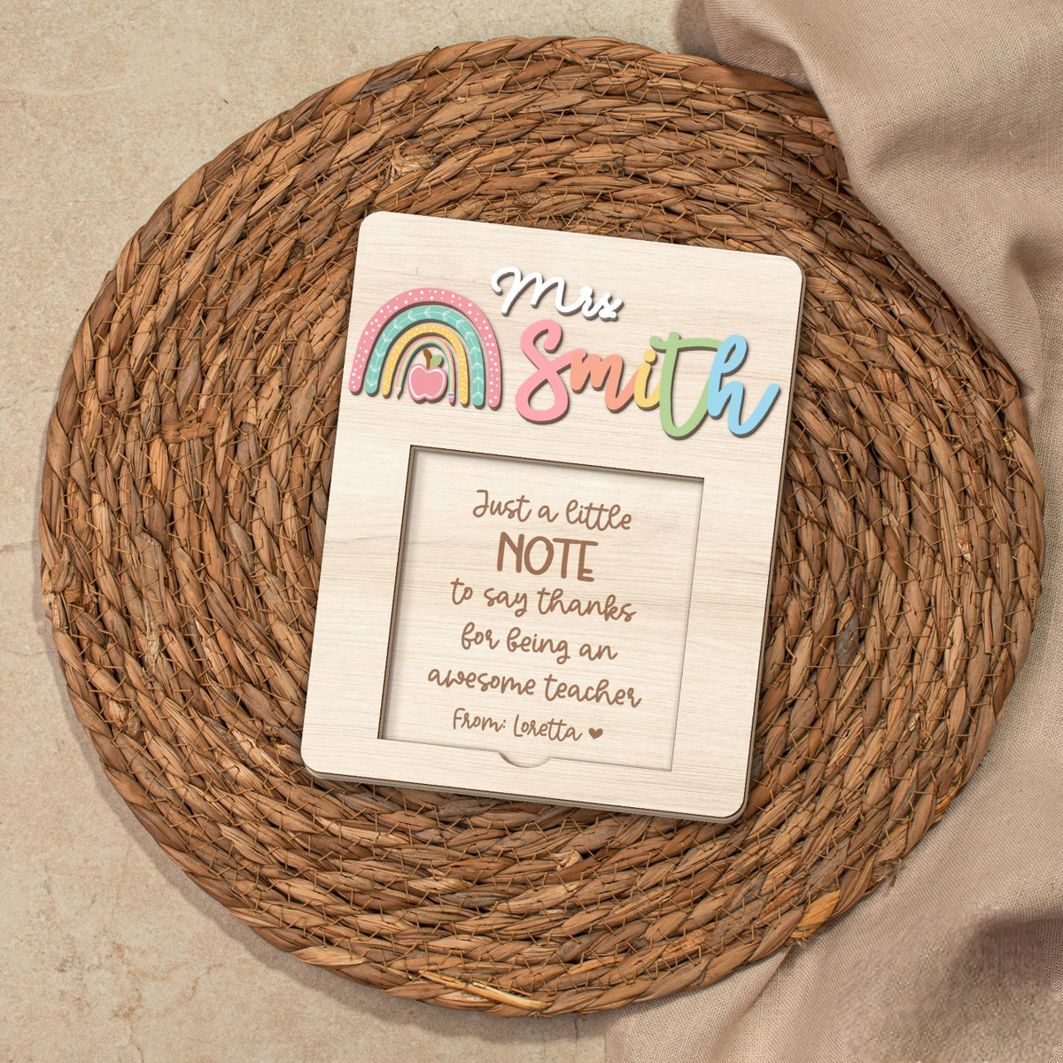 Custom Teacher Sticky Note Holder, Back To School Gift, Teacher Appreciation Gifts, Teacher Sticky Note Pad Holder