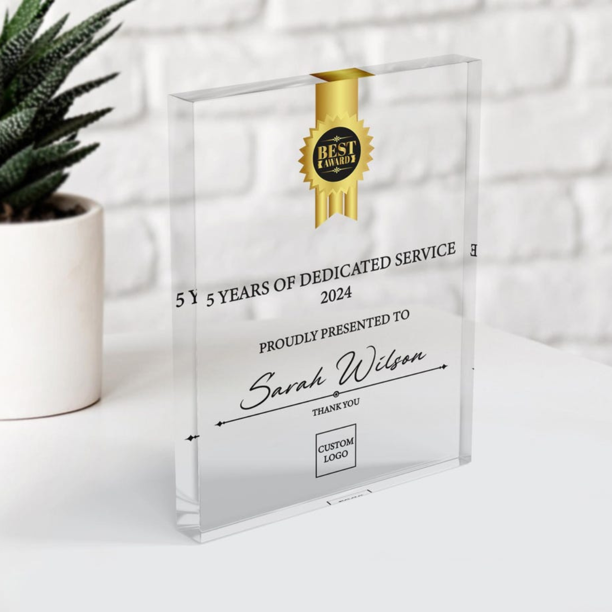 Personalized Acrylic Award Plaque: Custom Corporate Employee Recognition
