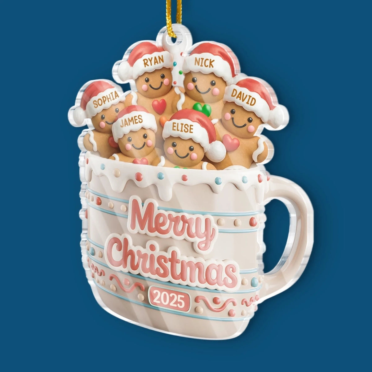 Merry Christmas Cookies Crew In Cup - Personalized Acrylic Ornament - Christmas Gift For Family