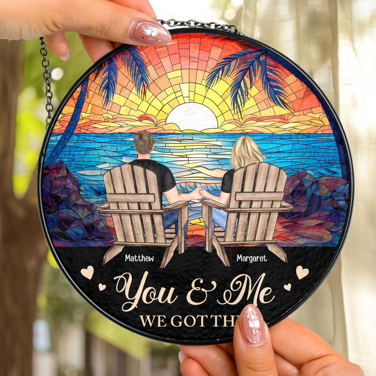 I Found You & You Found Me - Personalized Suncatcher Ornament - Gift For Couple, Anniversary Gift, Room Decor