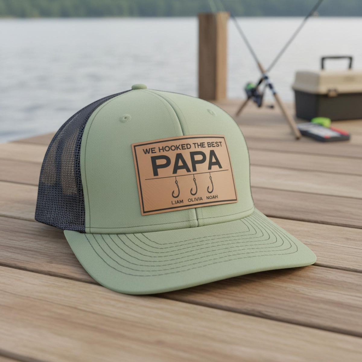 Custom We Hooked The Best Papa Hat, Fathers Day Gift For Fishing Grandpa, Custom Names Hat, Fishing Gift For Him, Funny Gift For Fishing Dad