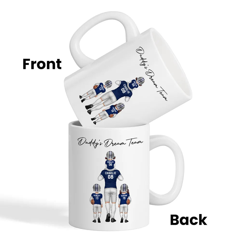 Daddy's Dream Team American Football Dad - Personalized Mug - Gift For Football Dad, Father's Day Gift