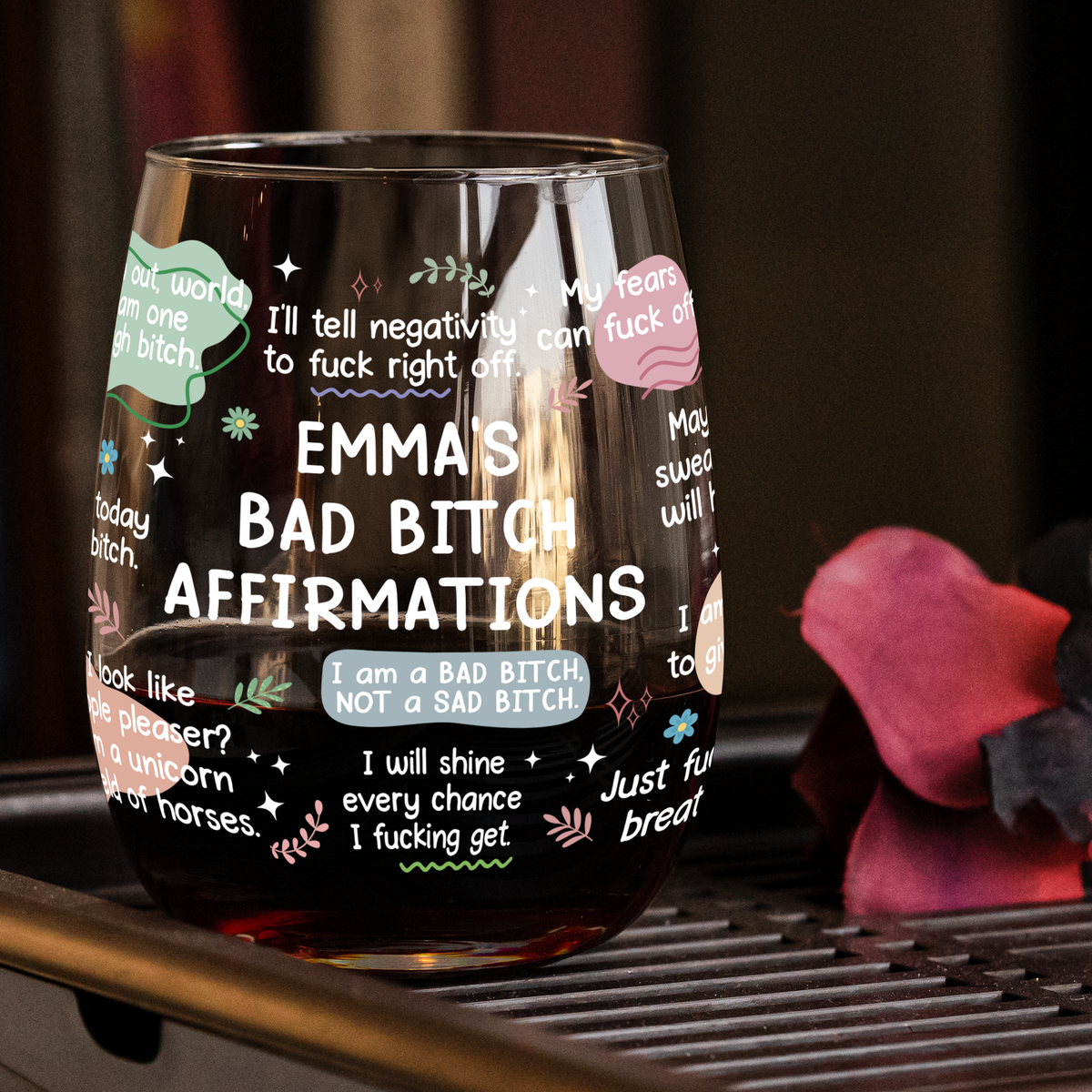 Daily Reminder - Personalized Wine Glass - Funny Gifts For Coworkers, Friends, Self Gift