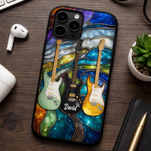 Personalized Guitar Phone Case, Custom Name Guitar Phone Case, Electric Guitar Lover Gift, Musician Gift, Guitar Phone Cover