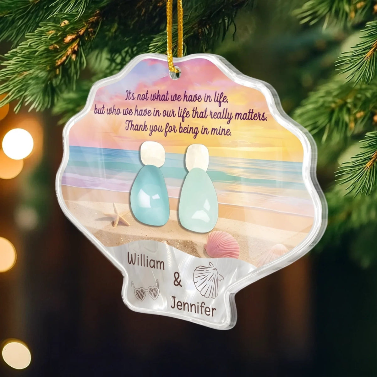 Thank You For Being In Mine - Personalized Acrylic Ornament - Christmas Gift For Couple