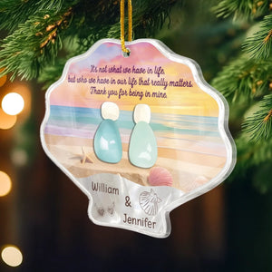 Thank You For Being In Mine - Personalized Acrylic Ornament - Christmas Gift For Couple