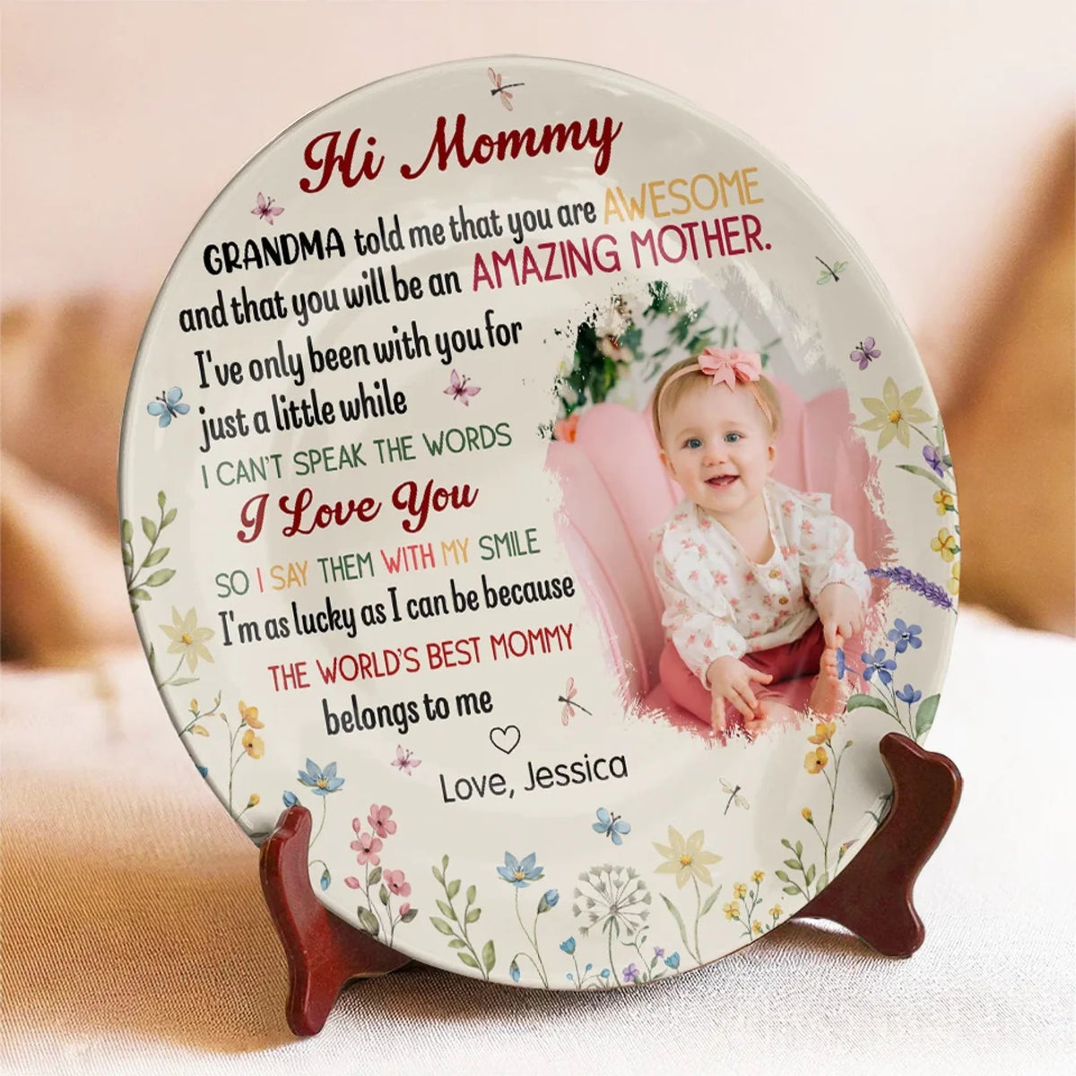 Our First Miracle, Our Forever Love Custom Baby's Photo - Personalized Ceramic Plate - Mother's Day, Baby Shower Gift, Gift For First Mom