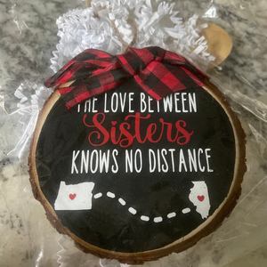 The Love Knows No Distance - Personalized Shape Ornament - Christmas Gift For Sisters