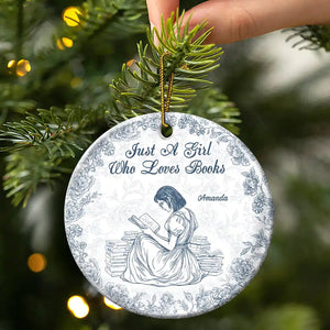 Chinoiserie Toile Just A Girl Who Loves Books - Personalized Ornament - Gift For Book Lovers, Bookworm Gift