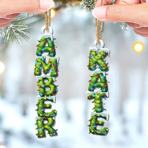 Custom Pine Tree Letter Wooden Ornament, Evergreen Souls, Christmas Gift For Family