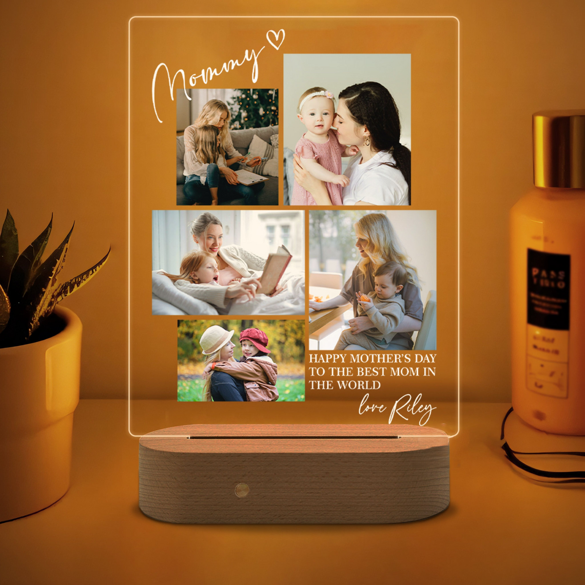 Happy Mother's Day To The Best Mom - Personalized 3D LED Light Wooden Base - Gift For Mom, Mother's Day Gift