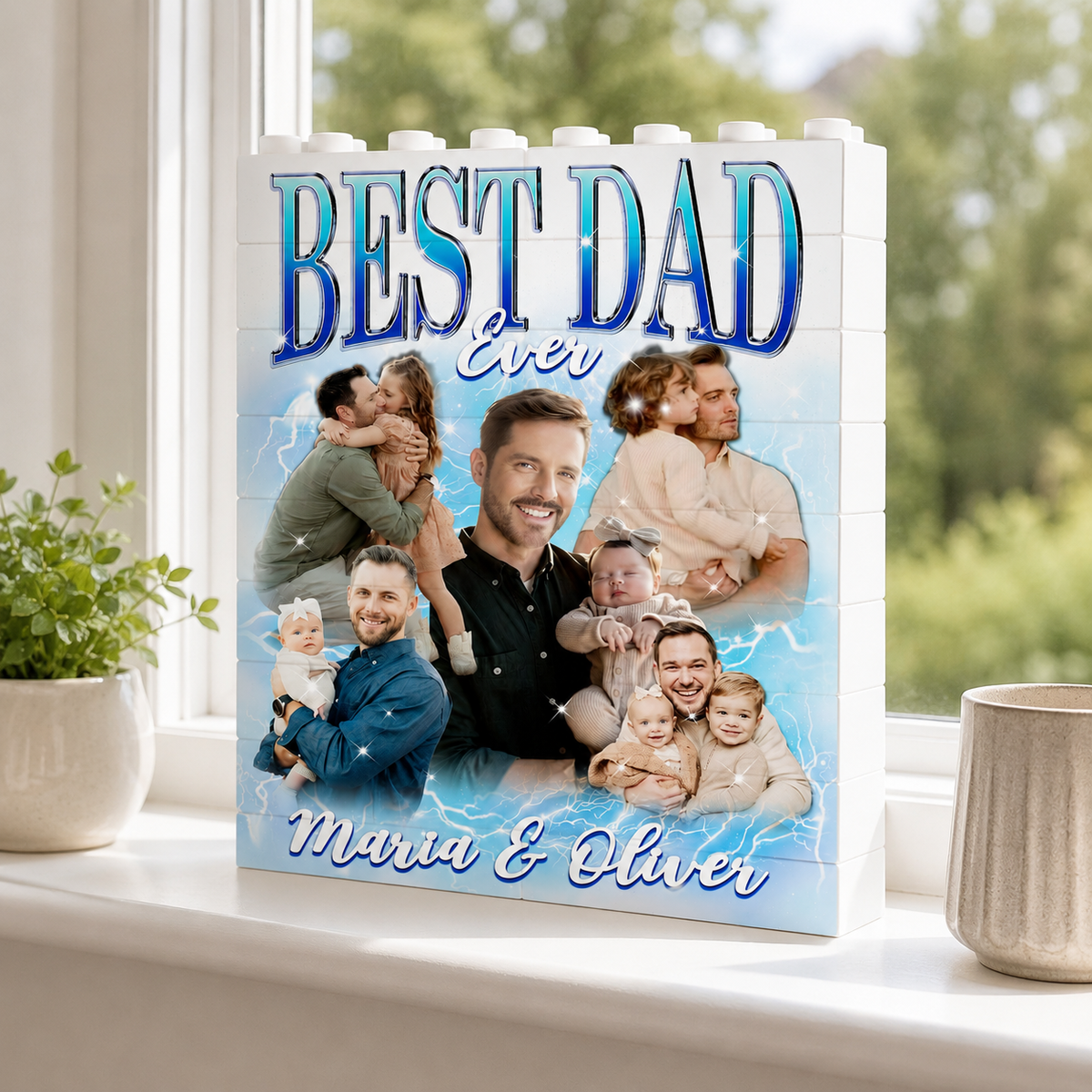 Custom Best Dad Ever Brick Photo Block, Personalized Dad Gift for Father's Day, Gift for New Dad, Dad Photo Puzzle Gift, Gift For Husband