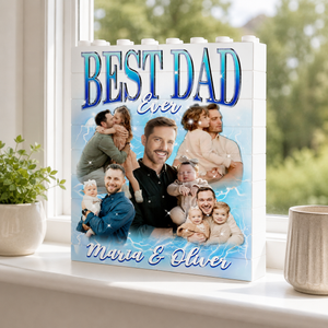 Custom Best Dad Ever Brick Photo Block, Personalized Dad Gift for Father's Day, Gift for New Dad, Dad Photo Puzzle Gift, Gift For Husband
