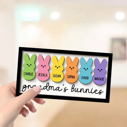 Grandma Mom Peeps Easter Gift - Personalized 2-layer Wooden Plaque - Easter Gift For Mom, Grandma